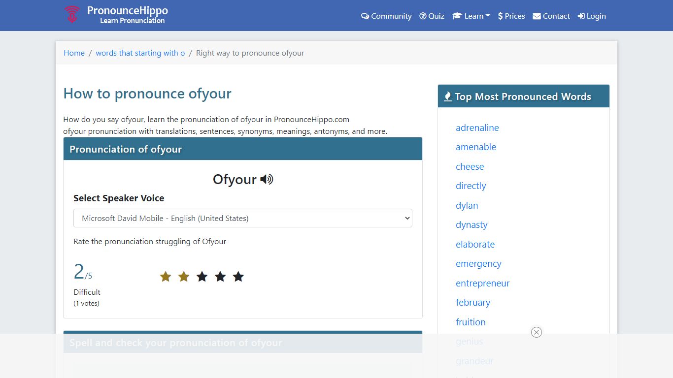 How to Pronounce ofyour | PronounceHippo.com